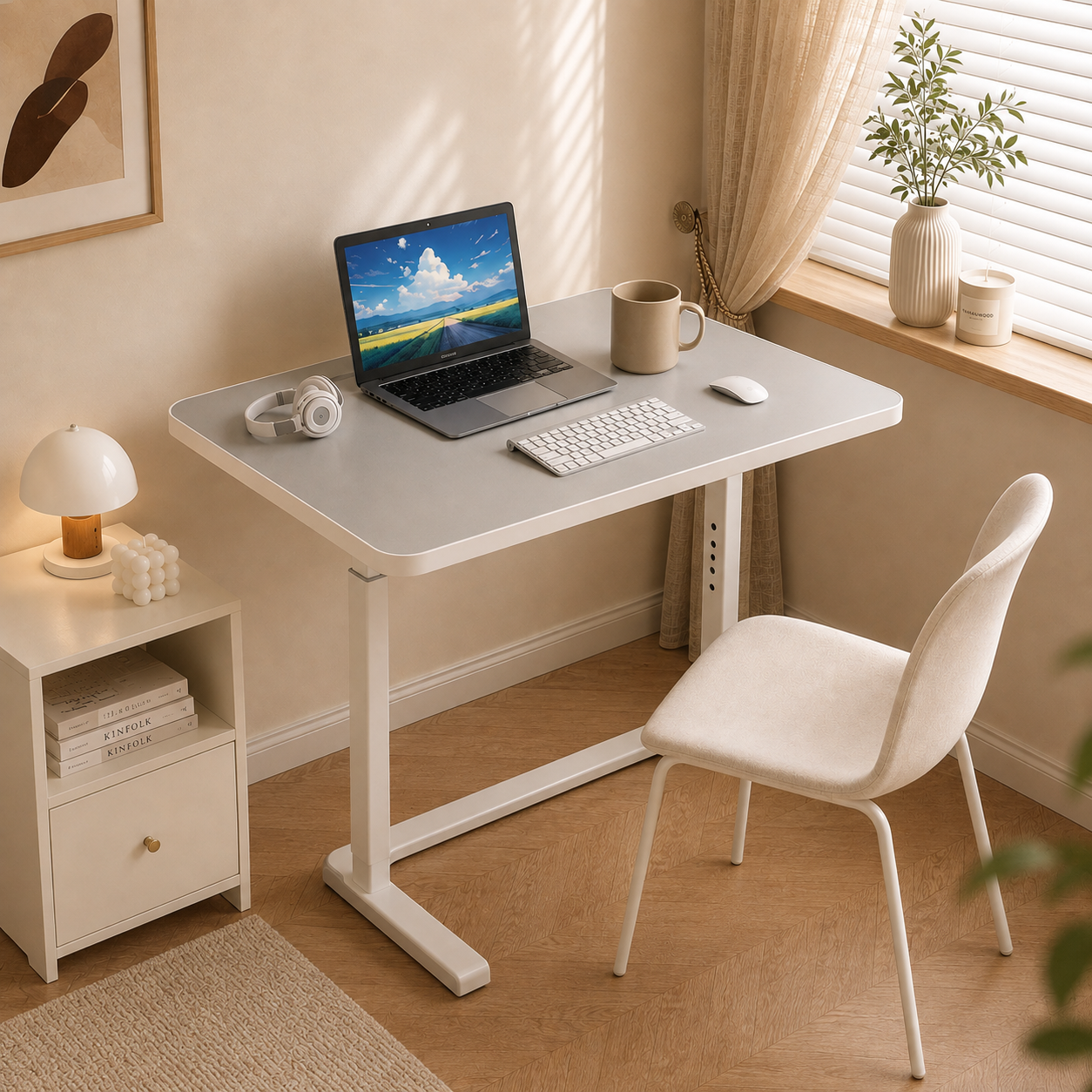 Homero Study Workstation Adjustable Height Mobile Desk