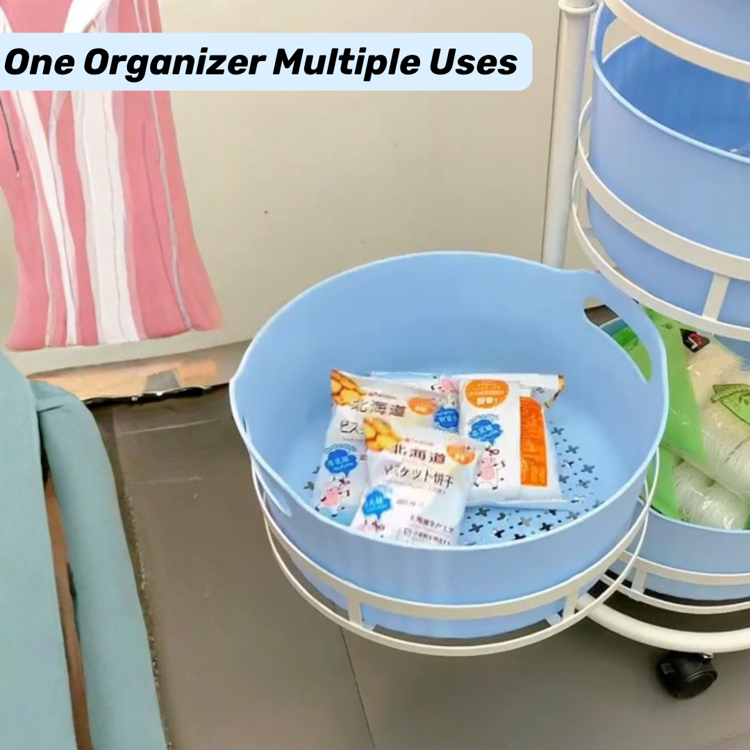 360° Rotating Detachable Drain Basket Storage Rack with Wheels
