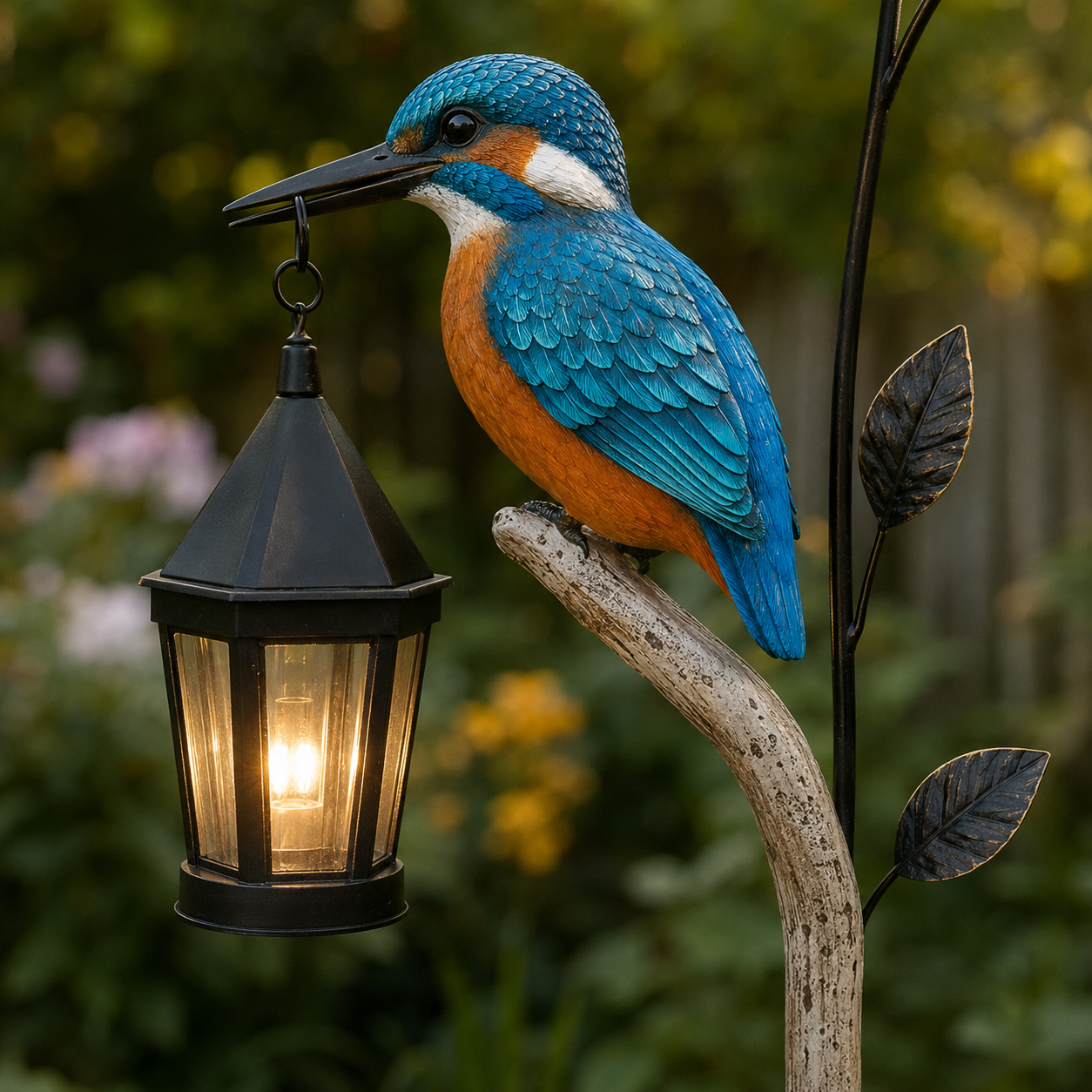 Decorative Outdoor Solar Kingfisher Garden Lantern