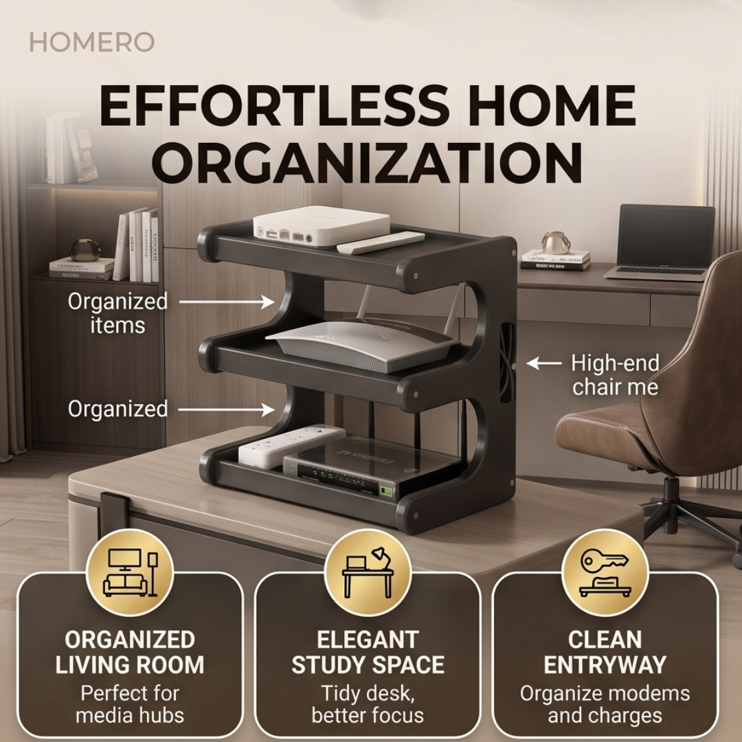 Multipurpose Wooden Router and Storage Rack