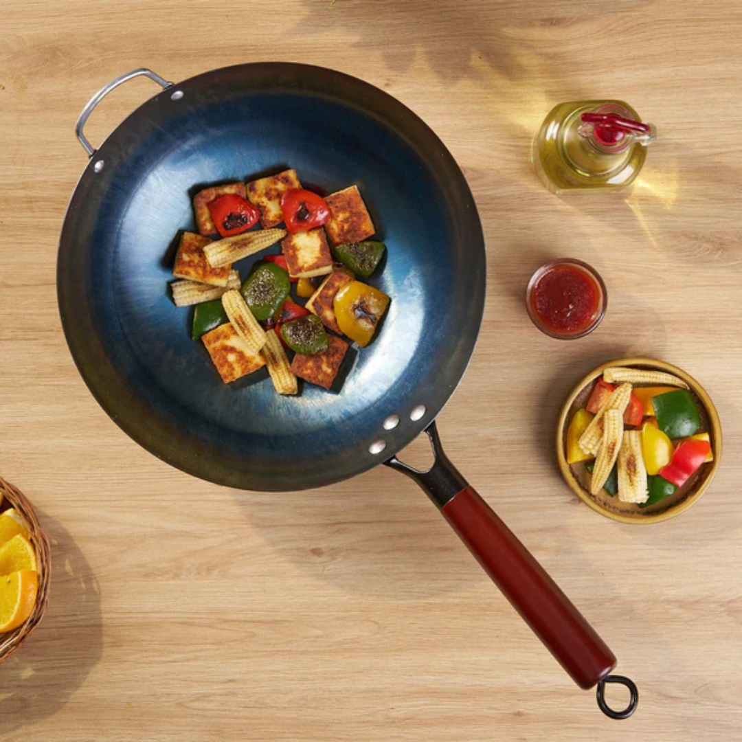 Non-Stick Wok Pan With Wood Handle