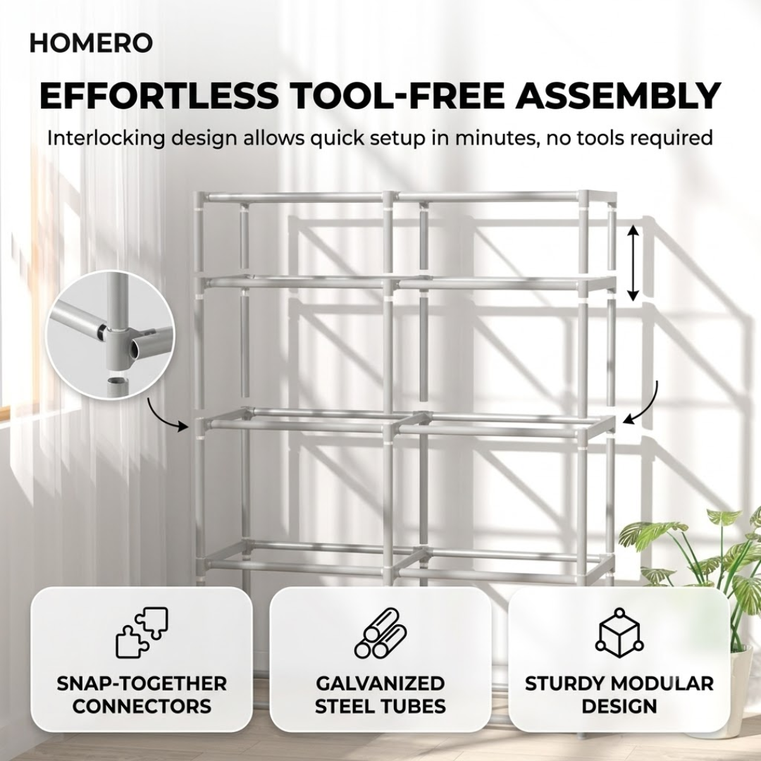 Multi-Purpose Steel Frame Storage Shelf Organizer