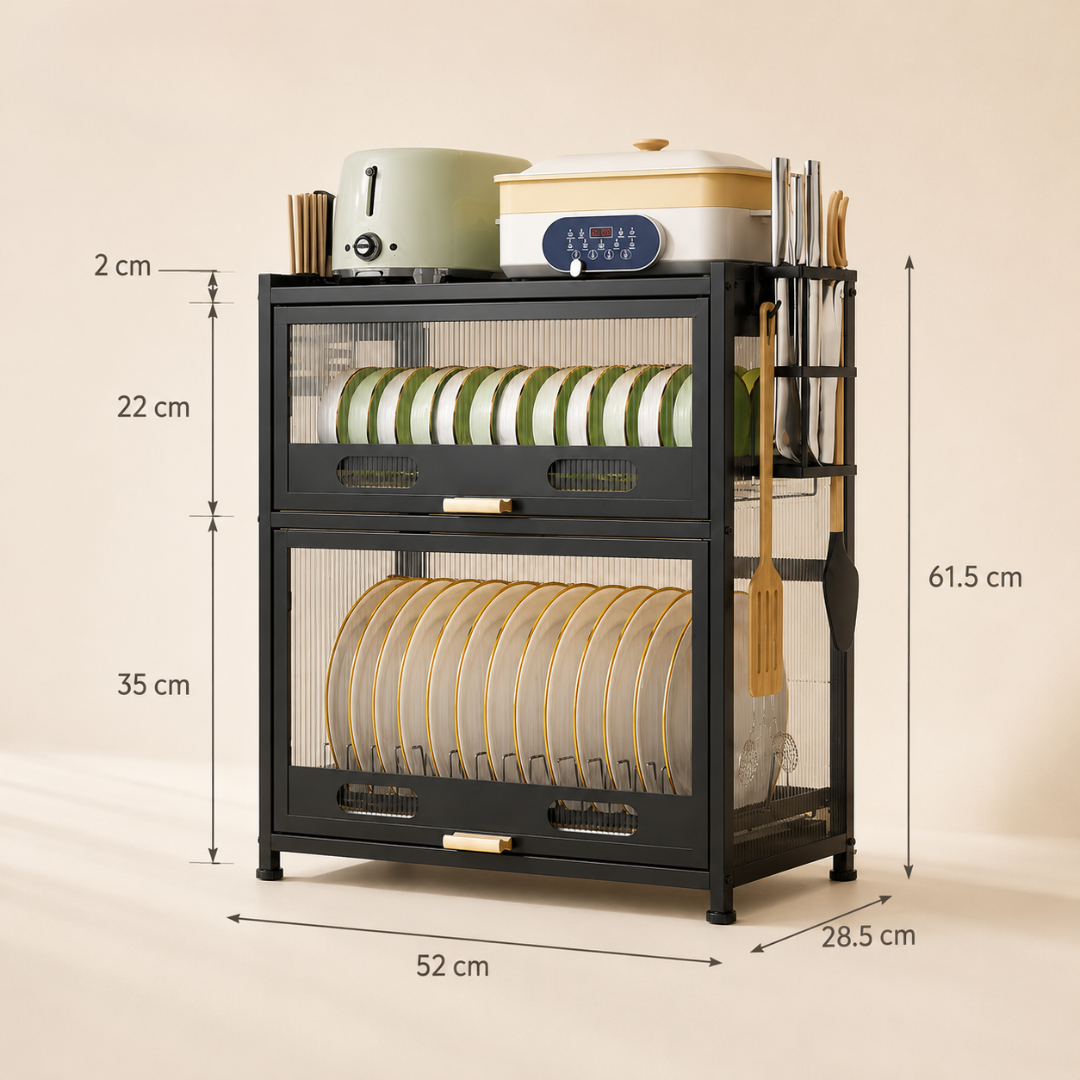 Multi Purpose Kitchen Storage Cabinet with Drawers Shelves Hooks and Utensil Holders