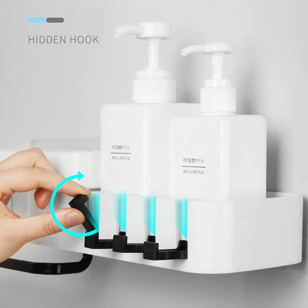 Wall Mounted 180° Foldable Corner Storage Rack with Drainage Design & Hidden Hooks