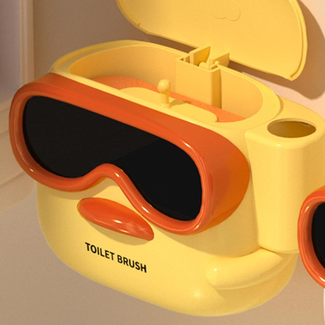 Duck Shape Wall Mounted Toilet Cleaning Brush with 6 Replaceable Sponge Heads
