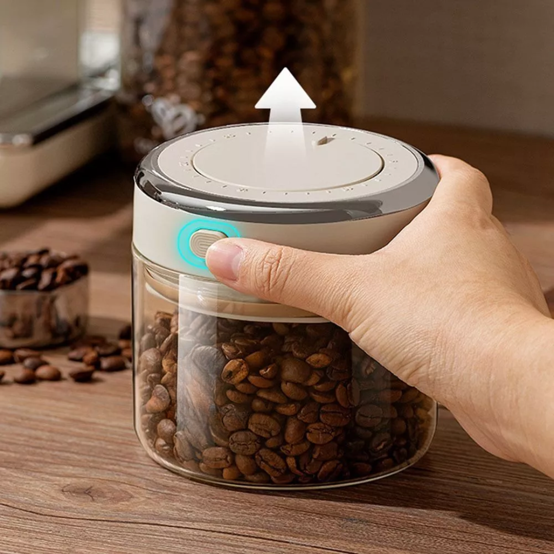 Airtight Coffee Bean Storage Canister with Glass Jar