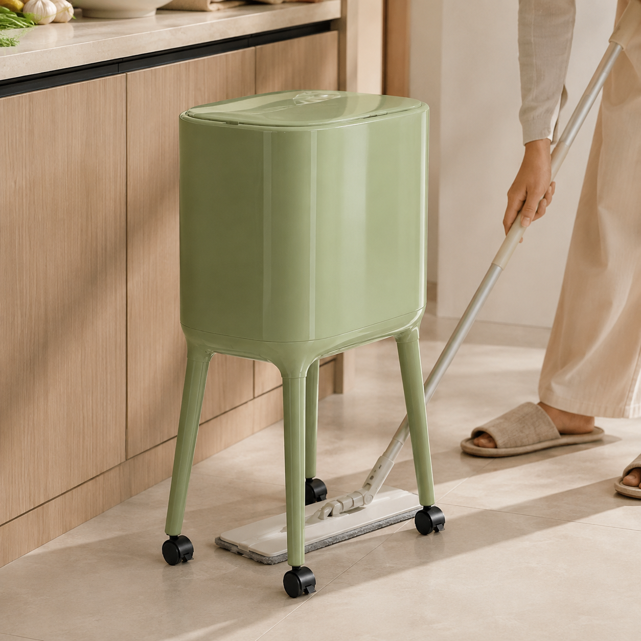 HOMERO Nordic Style High Foot Push Lid Trash Can - 16L