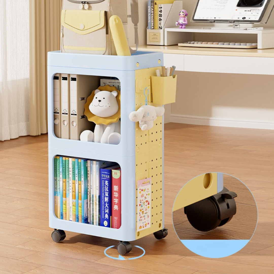 Mobile Plastic Storage Trolley with Wide Open Compartments and 360° Wheels