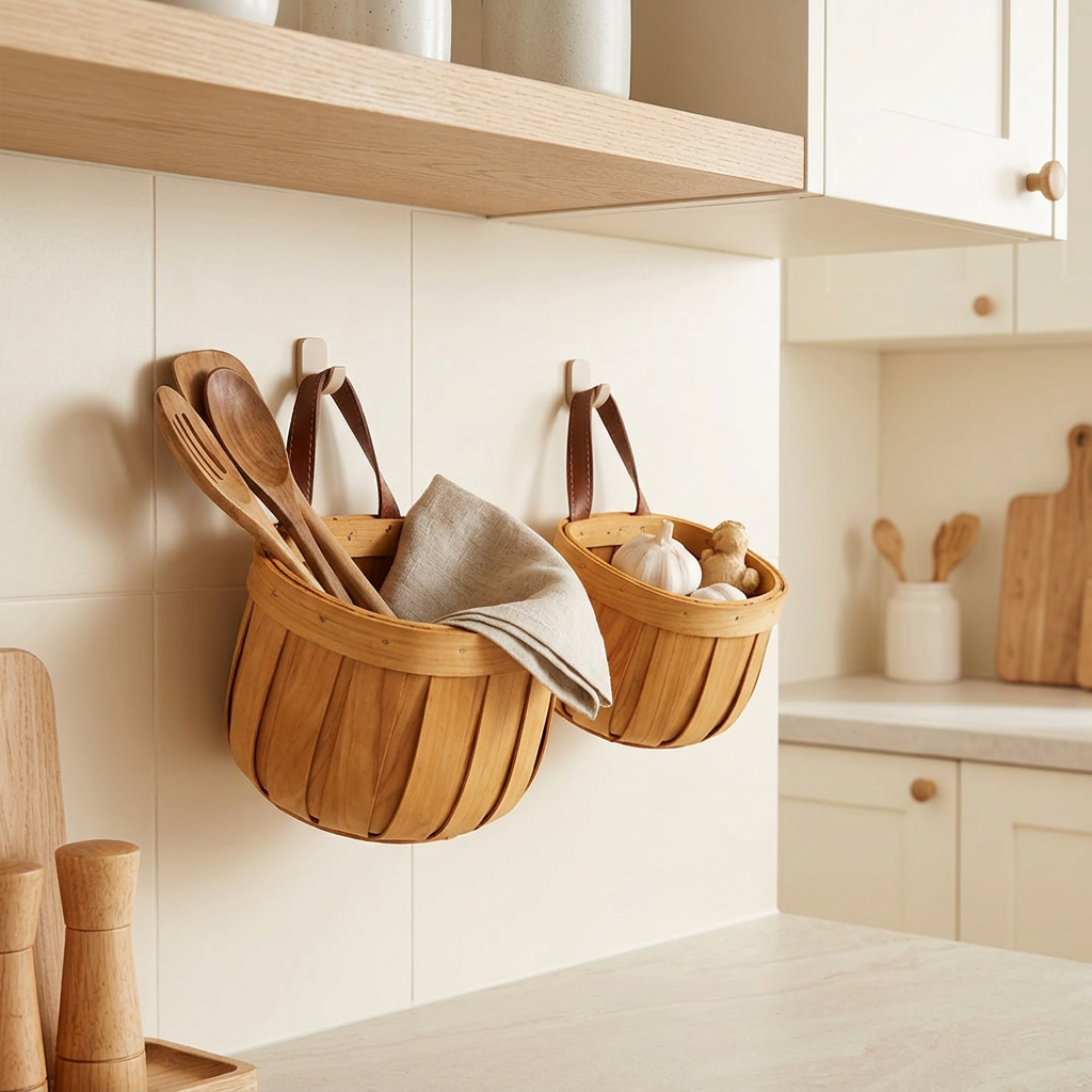 Homero Multi-Purpose Wooden Wall Hanging Storage Basket