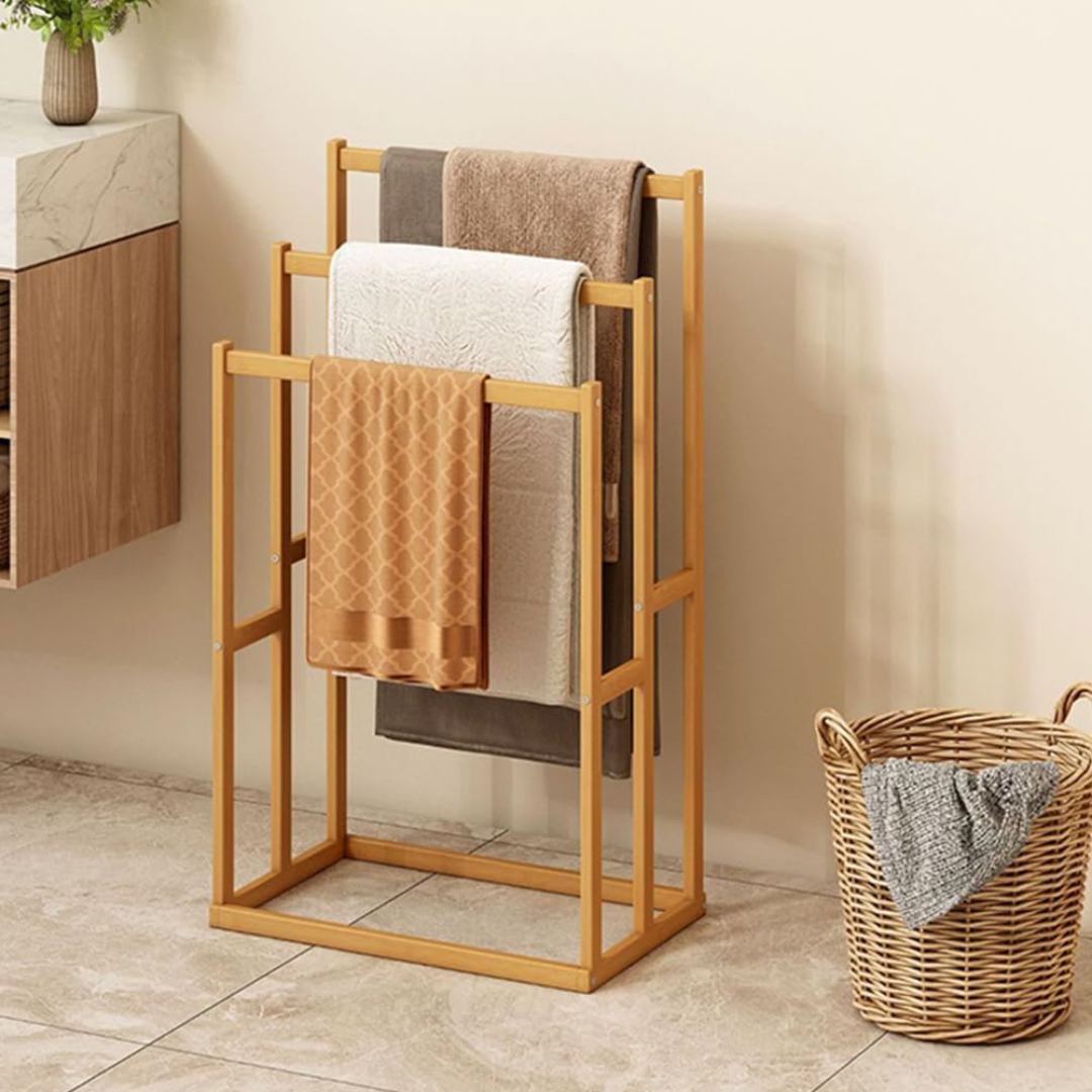 3 Tier Wooden Multipurpose Standing Towel Rack