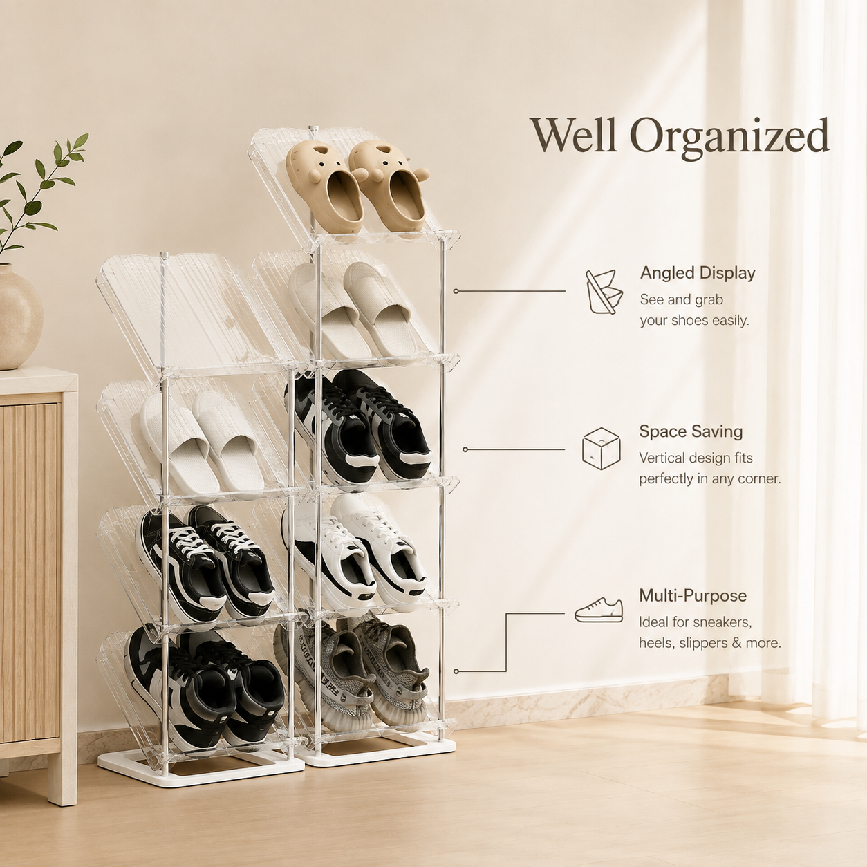 Homero Elegant Multi-Tier Outdoor Shoe and Utility Rack