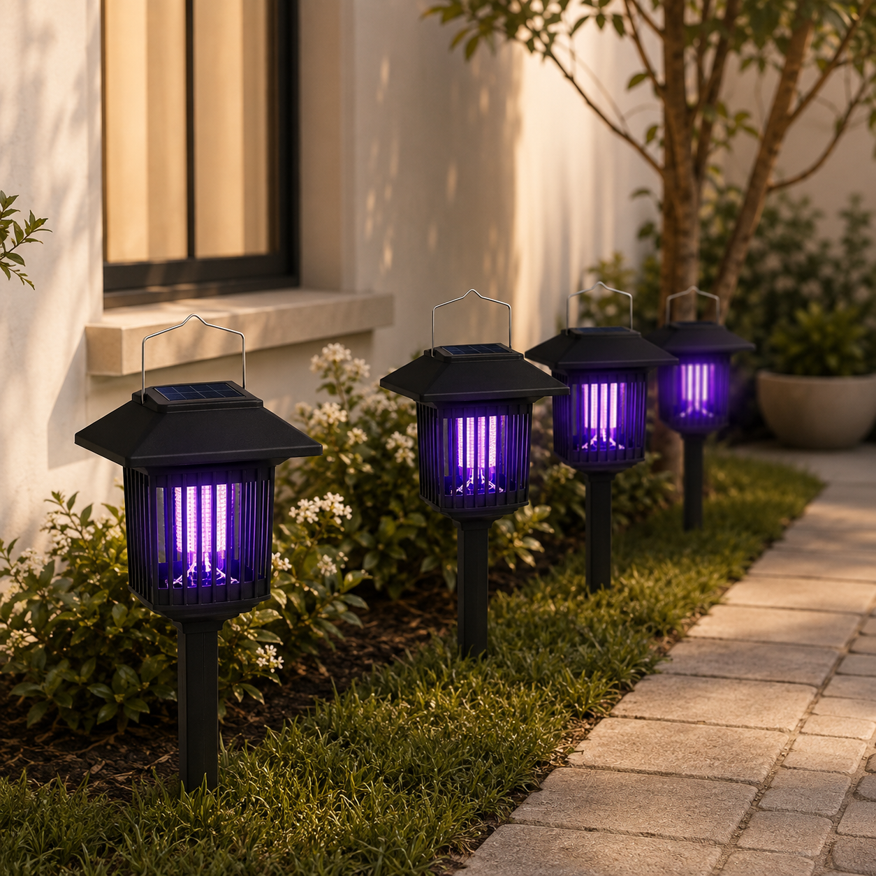 Dual Mode Solar Mosquito Killer Garden Waterproof UV Lamp