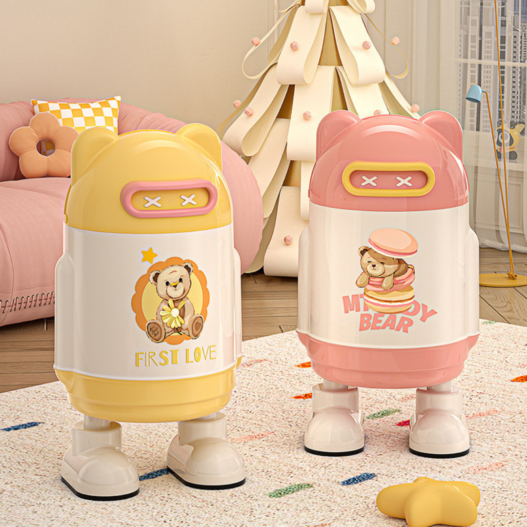 HOMERO Cute Sliding Lid Dustbin with Double Barrel Design – 12L Capacity