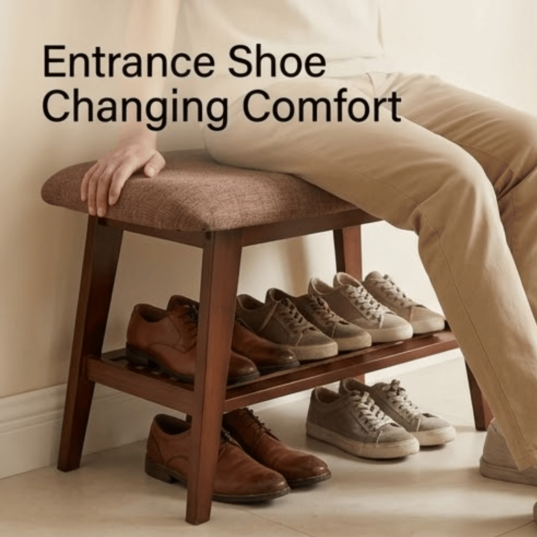 Elegant Bamboo Shoe Rack Bench with Cushioned Seating Storage