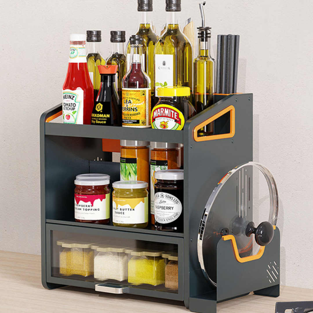 Wooden Kitchen Storage Cabinet with Magnetic Dustproof Cabinet Door