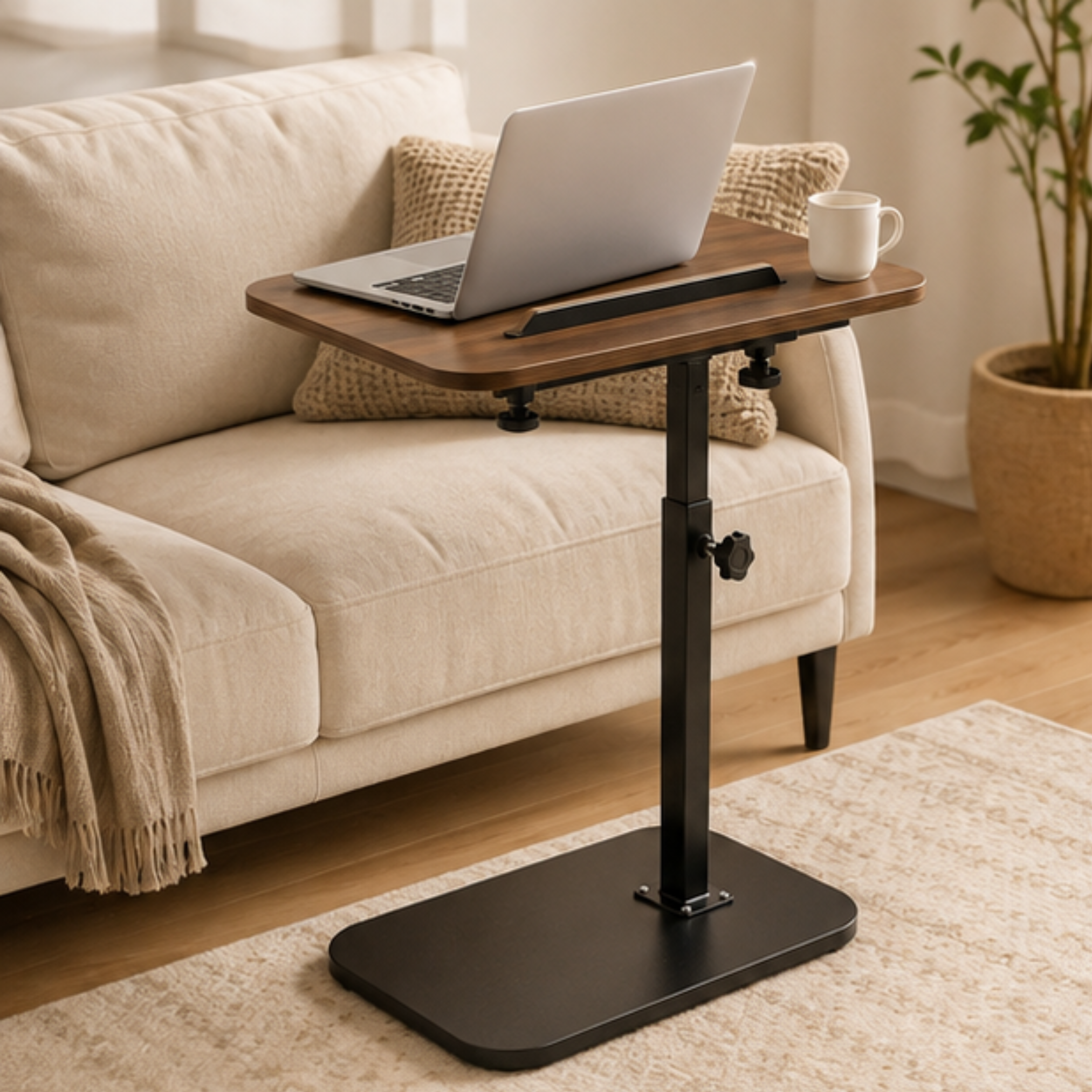 360° Rotating Height Adjustable C-Shaped Laptop Stand Side Table