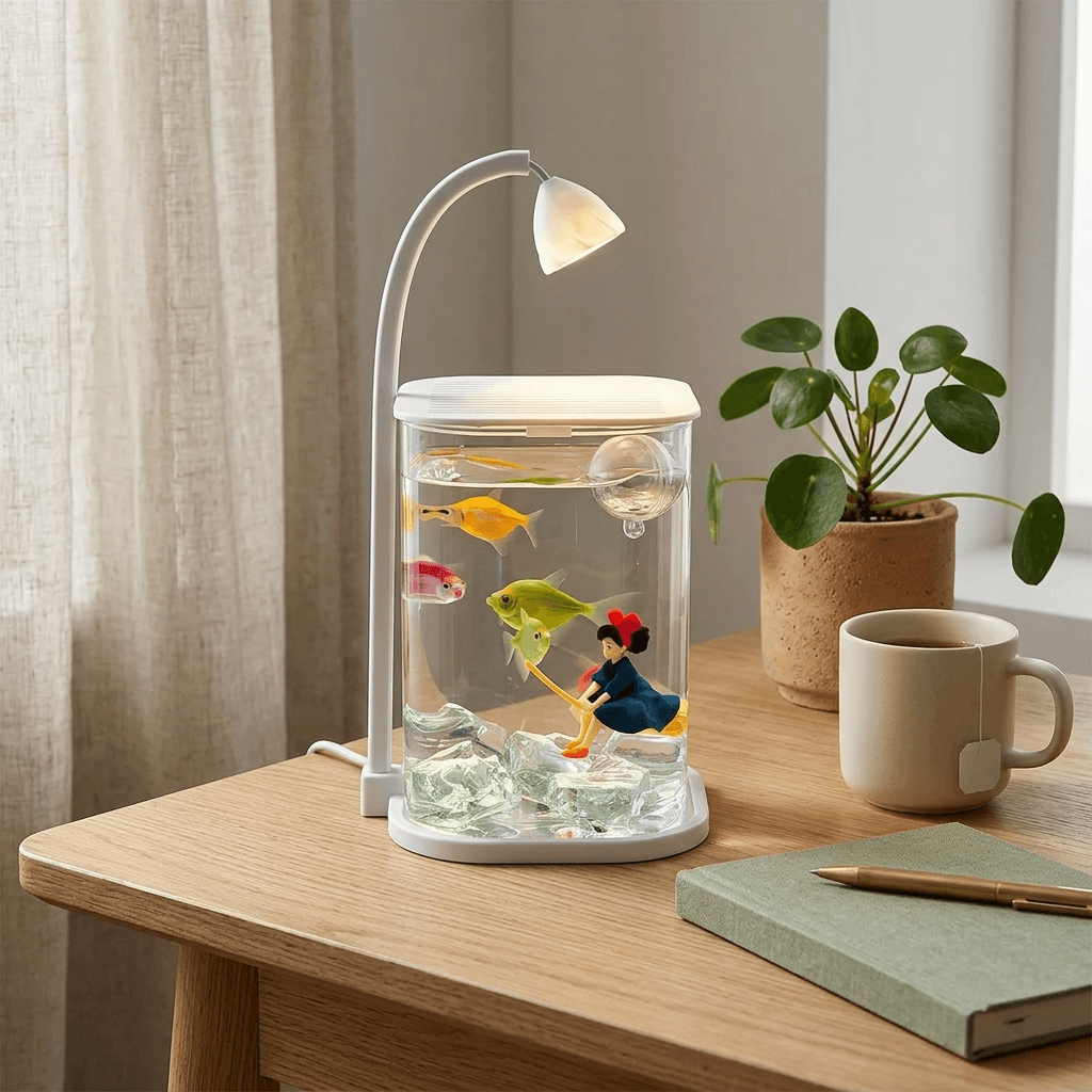 Homero Multi-Functional Ice Crystal Desktop Aquarium Setup with Lamp