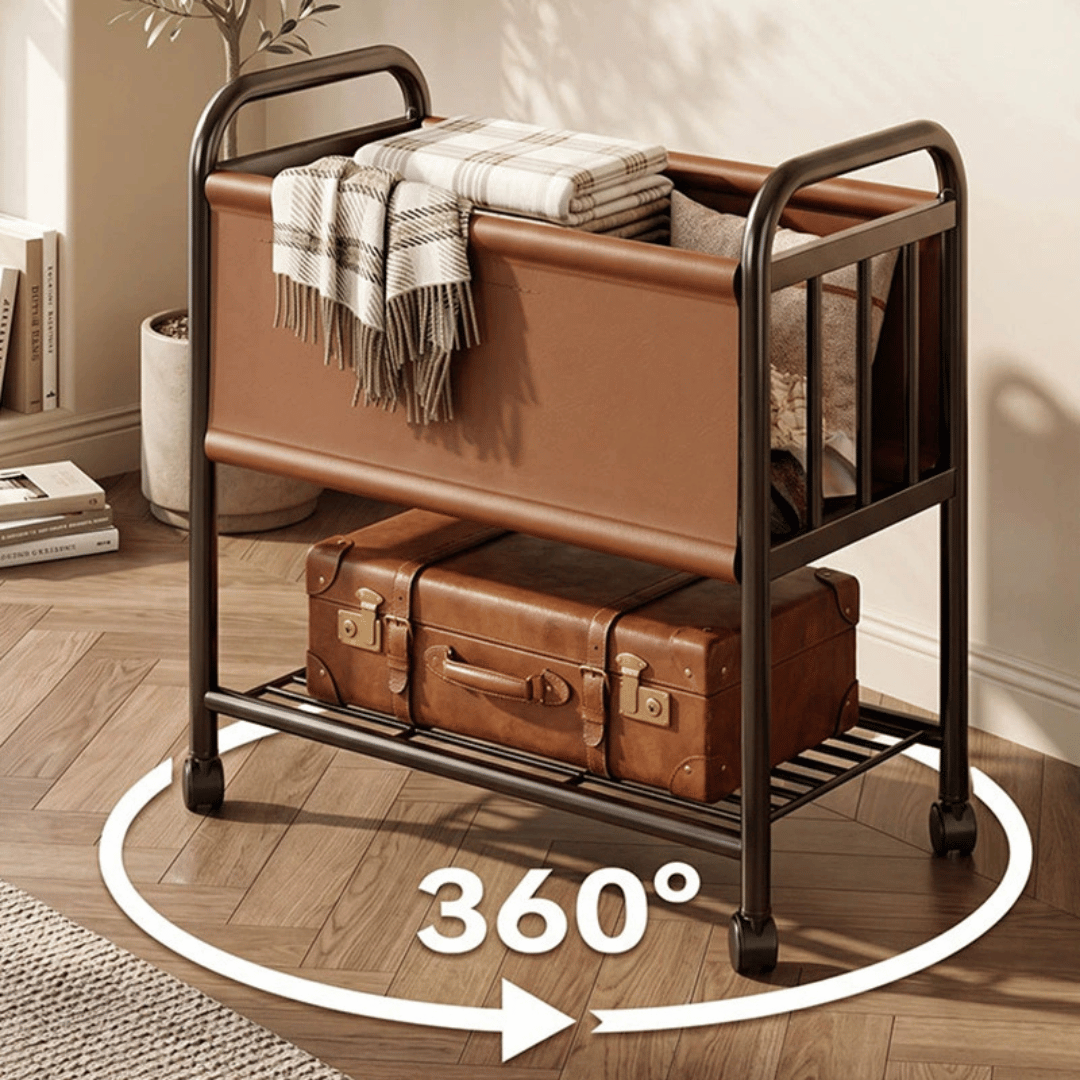 Multipurpose Rolling Laundry Basket Trolley with Fabric Hamper and Lower Storage Shelf