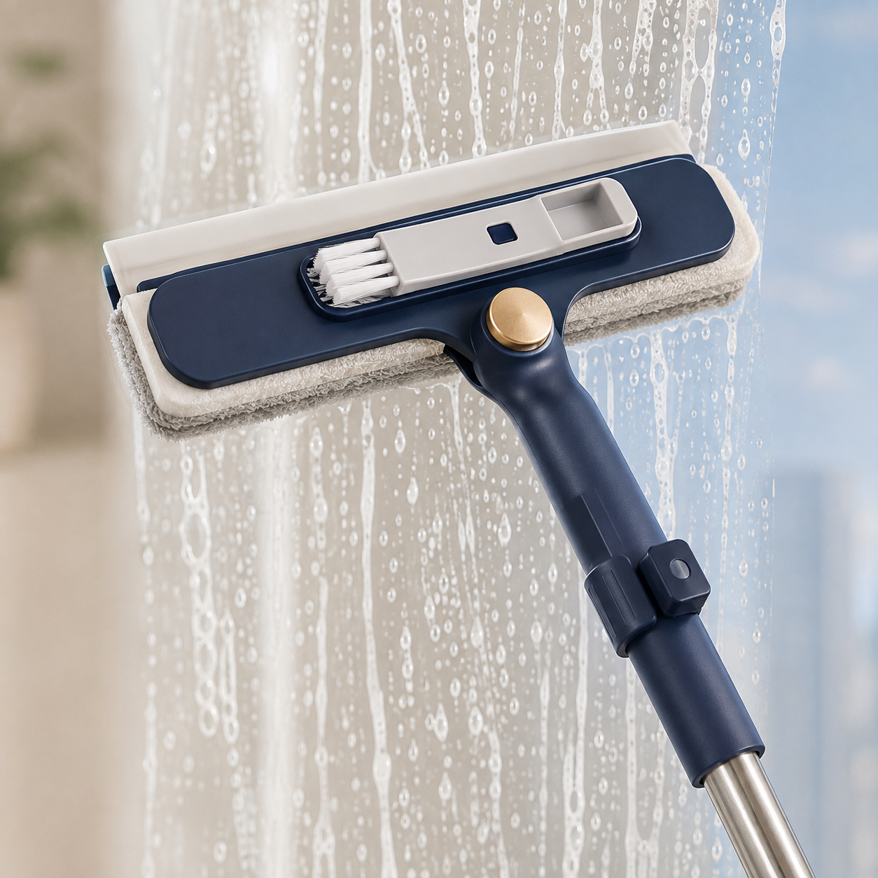 2 in 1 Extendable Window Cleaner Squeegee Wiper - 120cm