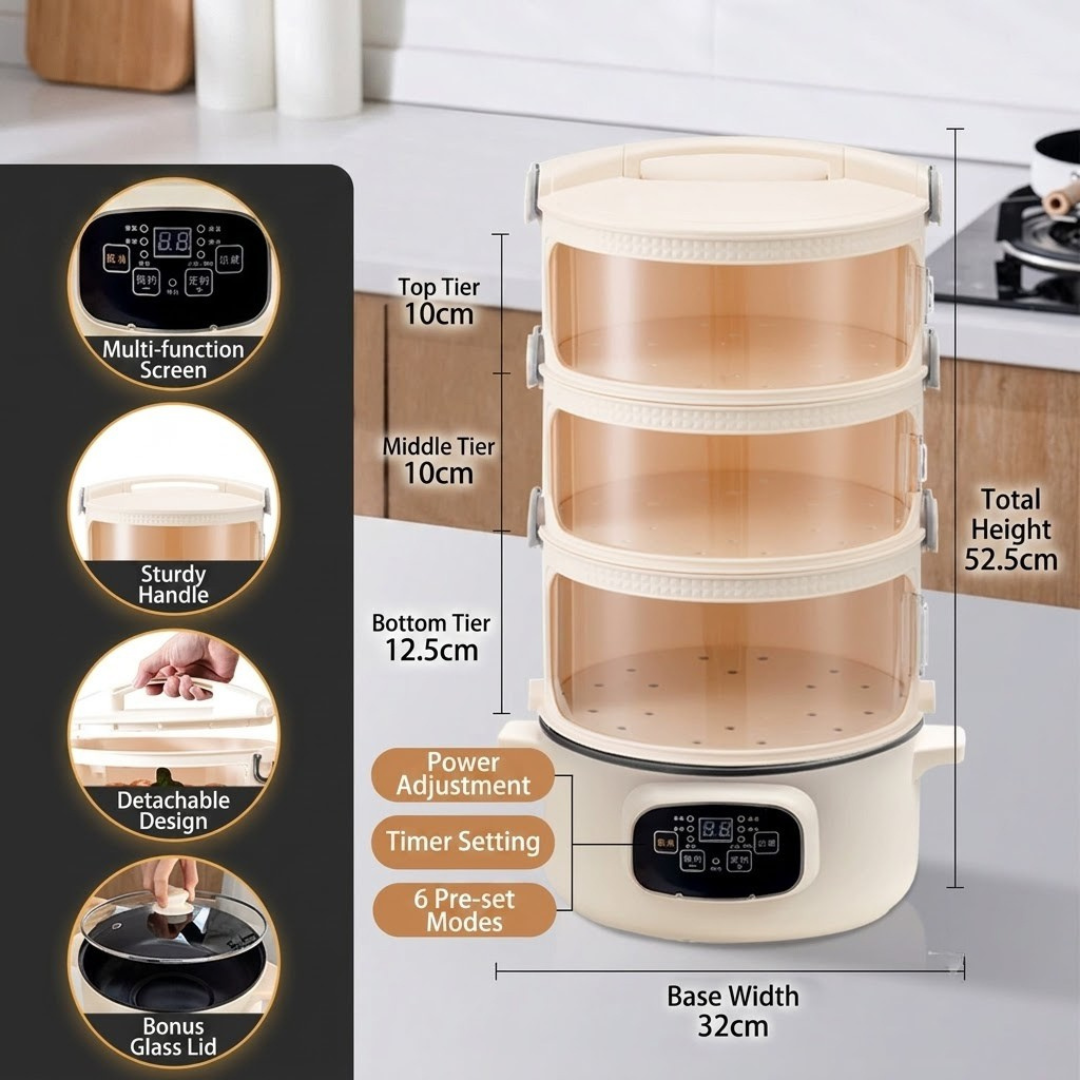 Multifunctional Electric Food Steamer with Smart Timer