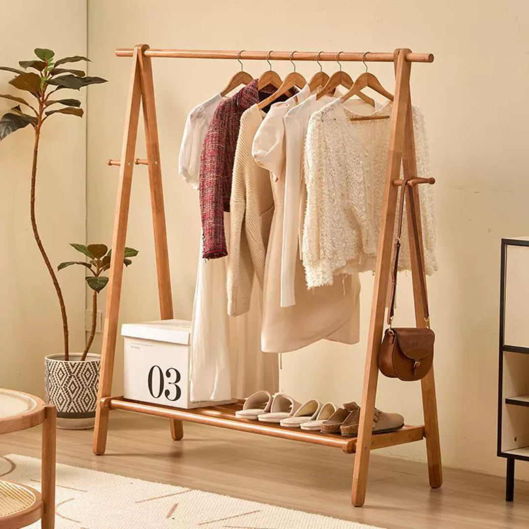 HOMERO Elegant Solid Wood Standing Foldable Organizer Rack