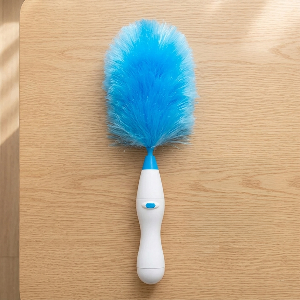 Extendable Electric Spin Feather Duster with Dual Brush Heads