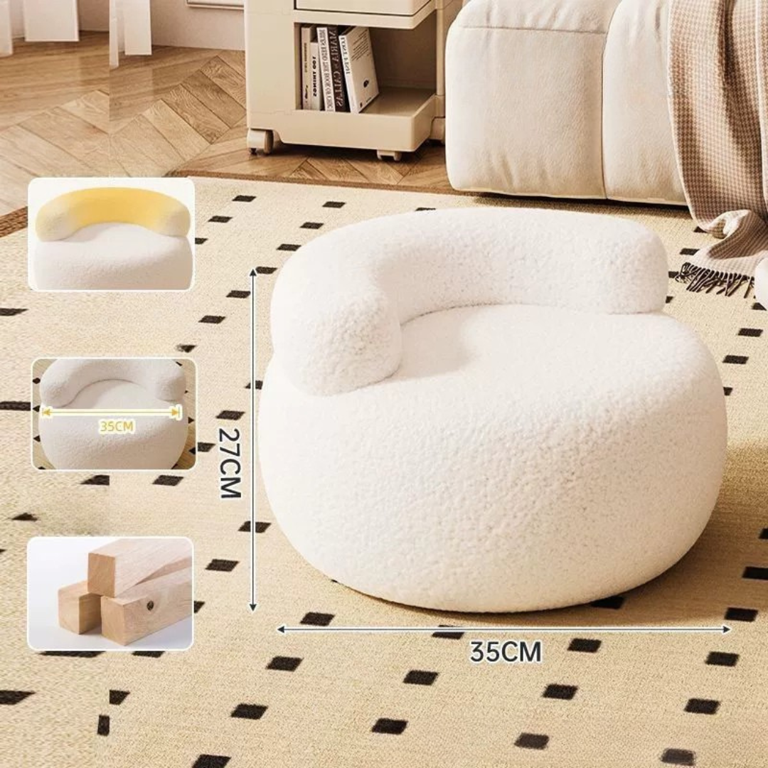 Soft Sherpa Round Accent Ottoman Seating Stool