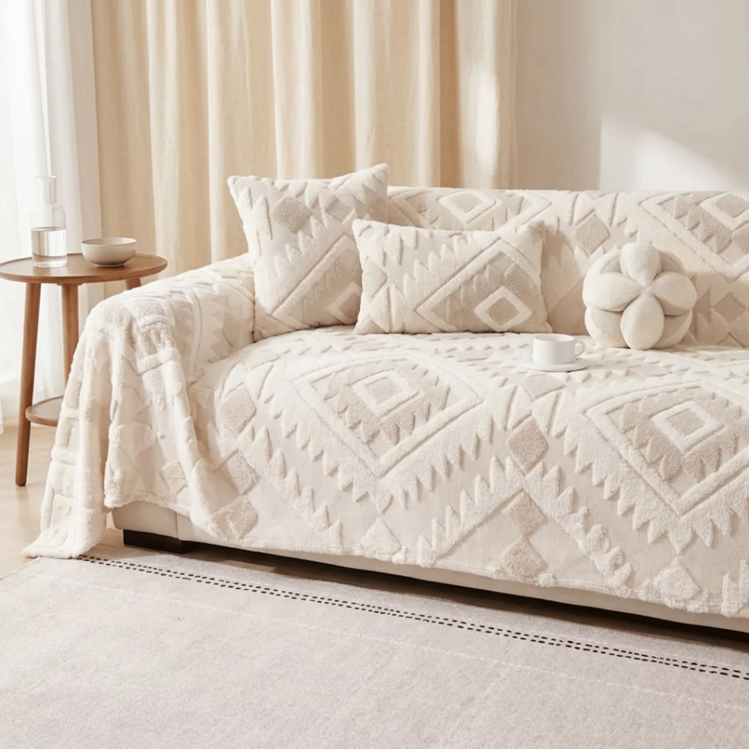 Diamond Pattern Elegant Reversible Chenille Fabric Throw Sofa Cover