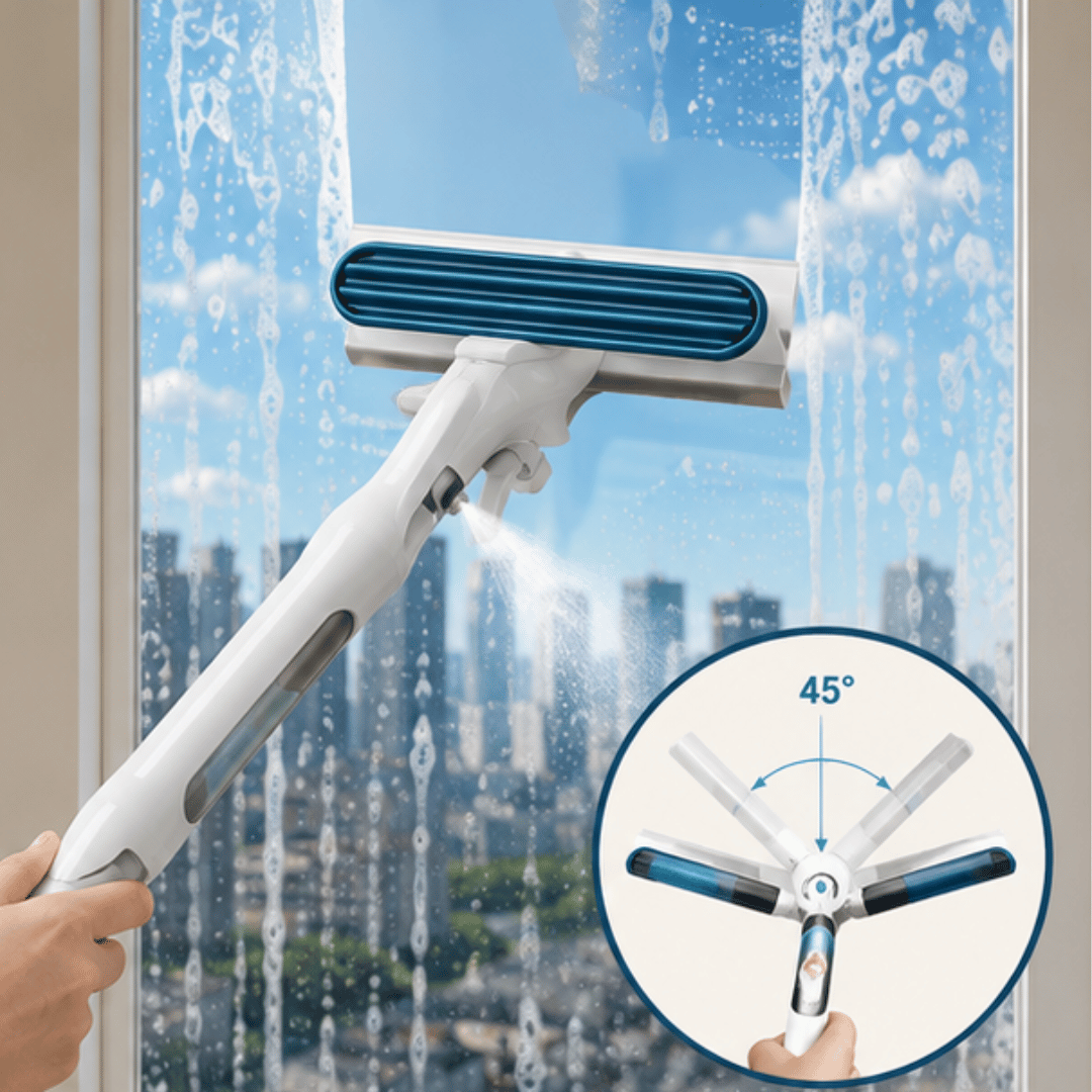 Telescopic Cleaning Squeegee Spray Wiper with Silicone Blade Microfiber Mop