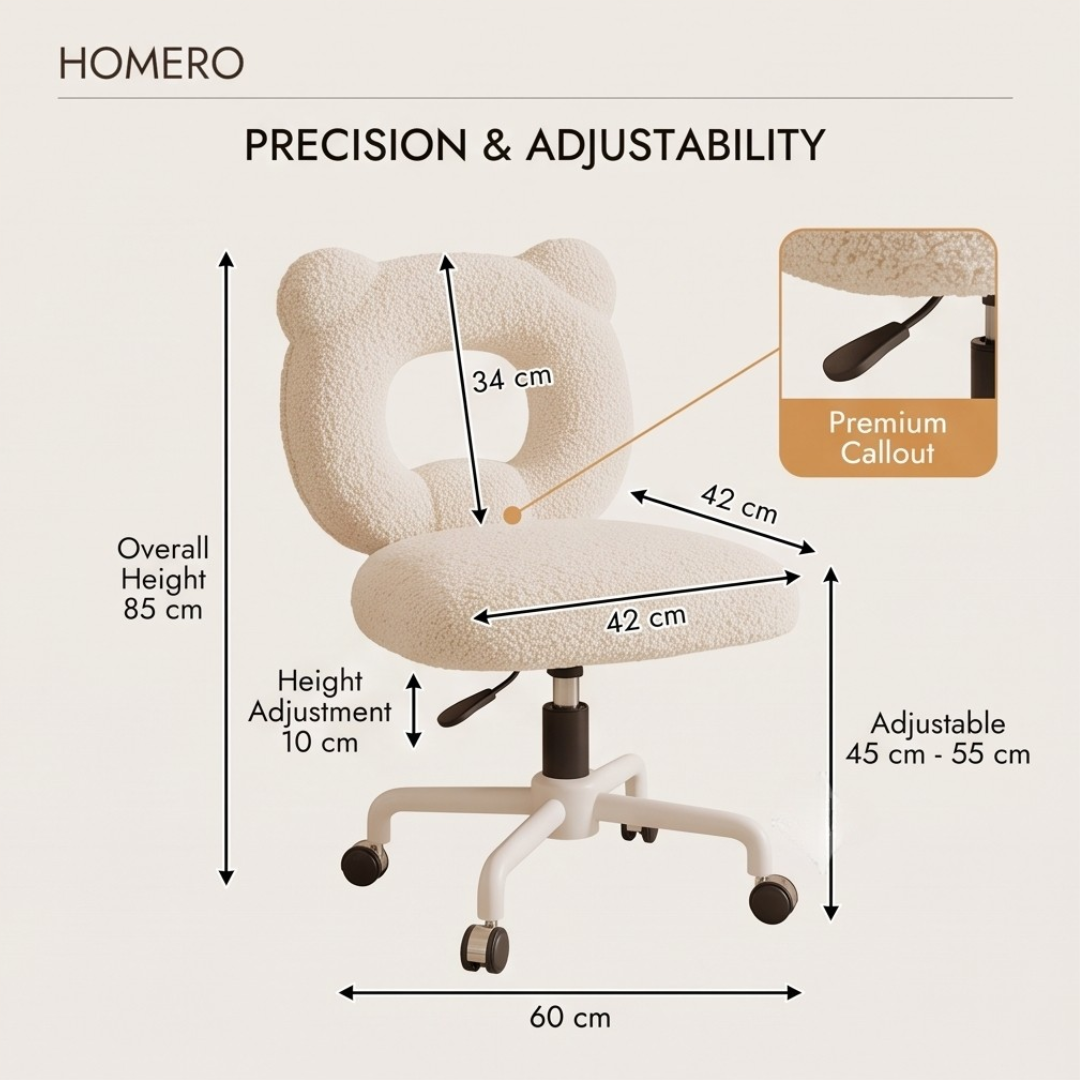 Premium 360° Swivel Upholstered Chair with Adjustable Height & Soft Cushioned