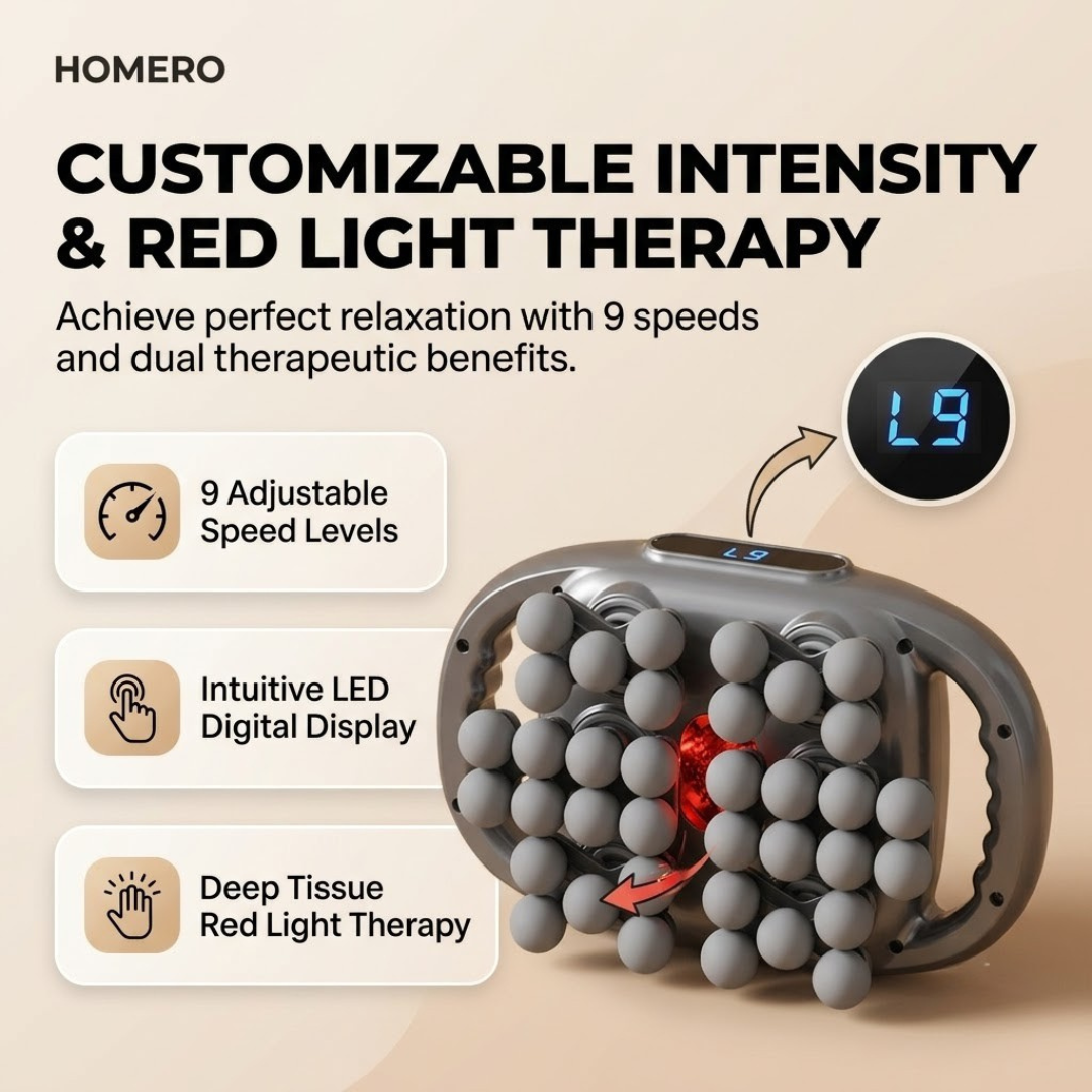 Full Body Muscle Massage Gun with Red Light Therapy & 36 Massage Heads