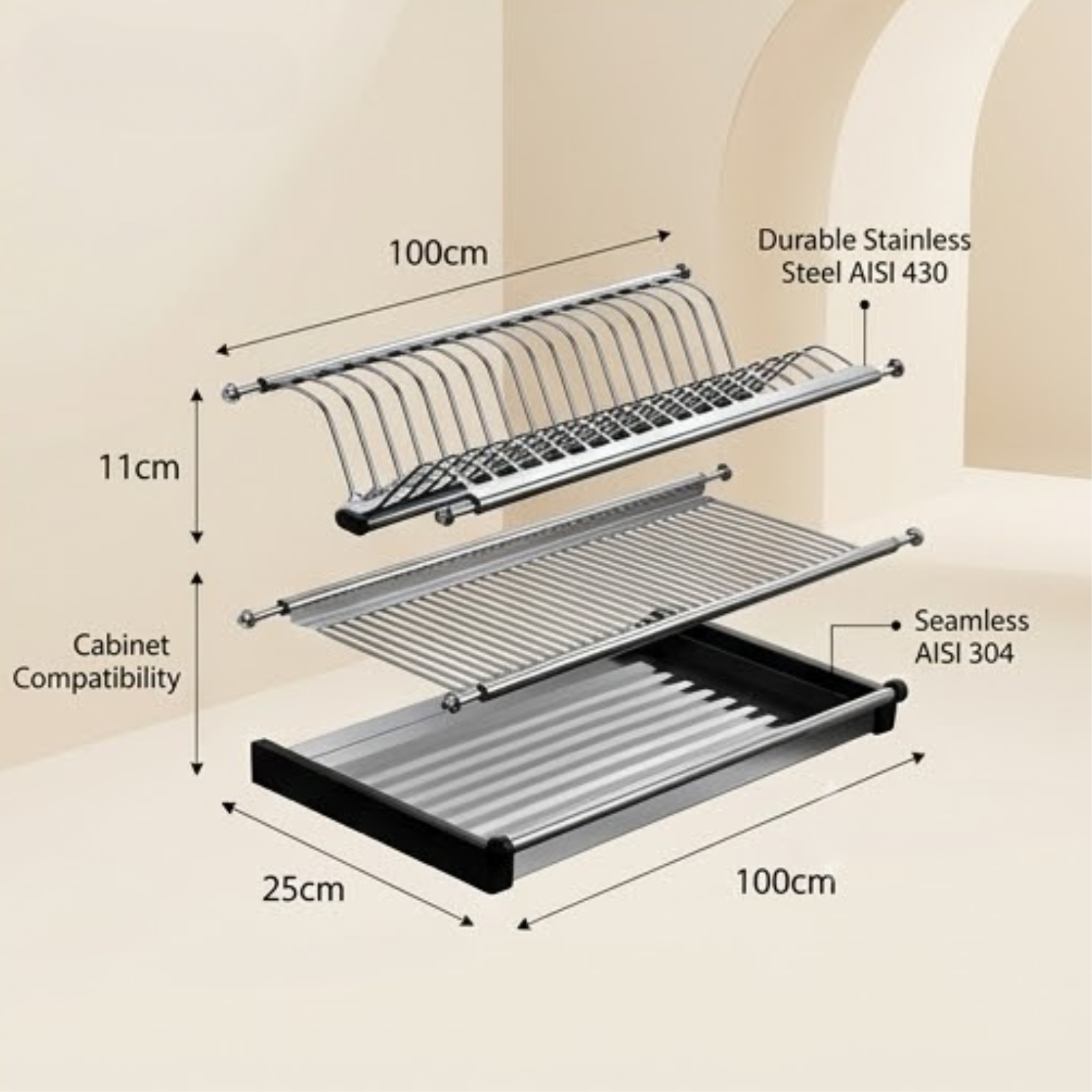 Modular Kitchen Stainless Steel Dish Plate Drainer Rack