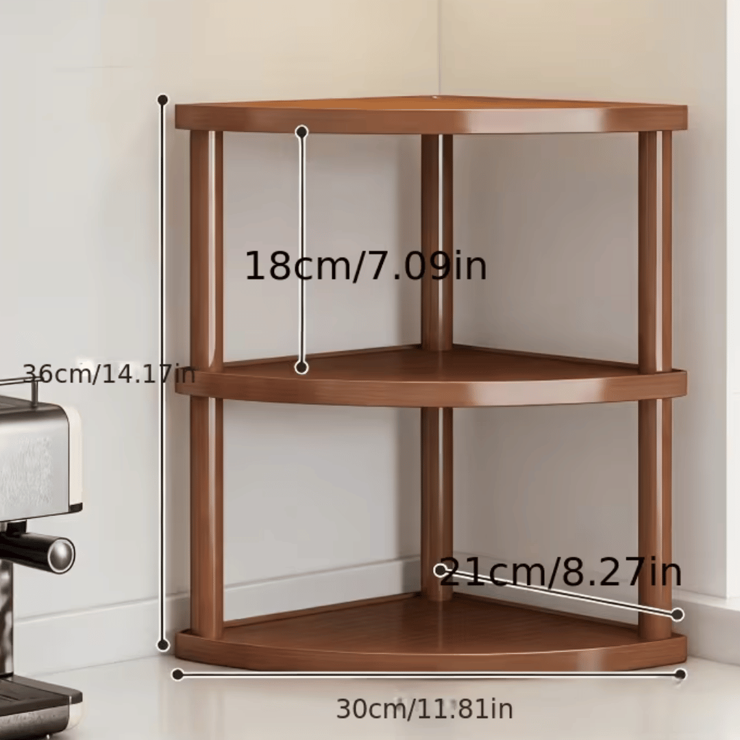Wooden Corner Display Shelf Space Saving Tabletop Organizer