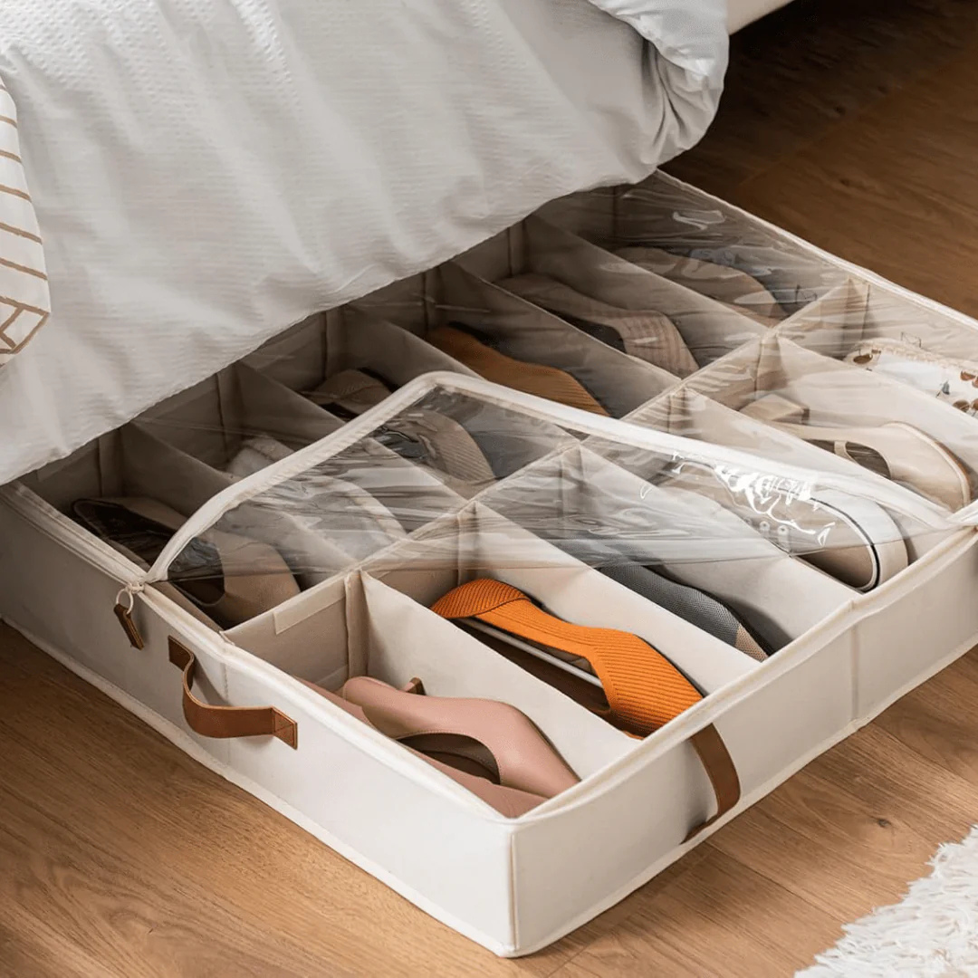 ortable Adjustable Shoe Storage Box with Transparent Dust Proof Lid