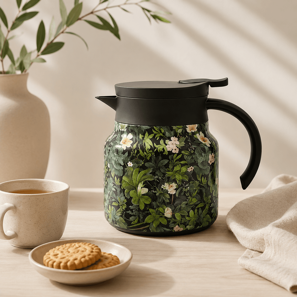 Homero Vintage Floral Stainless Steel Elegant Insulated Teapot - 800ml