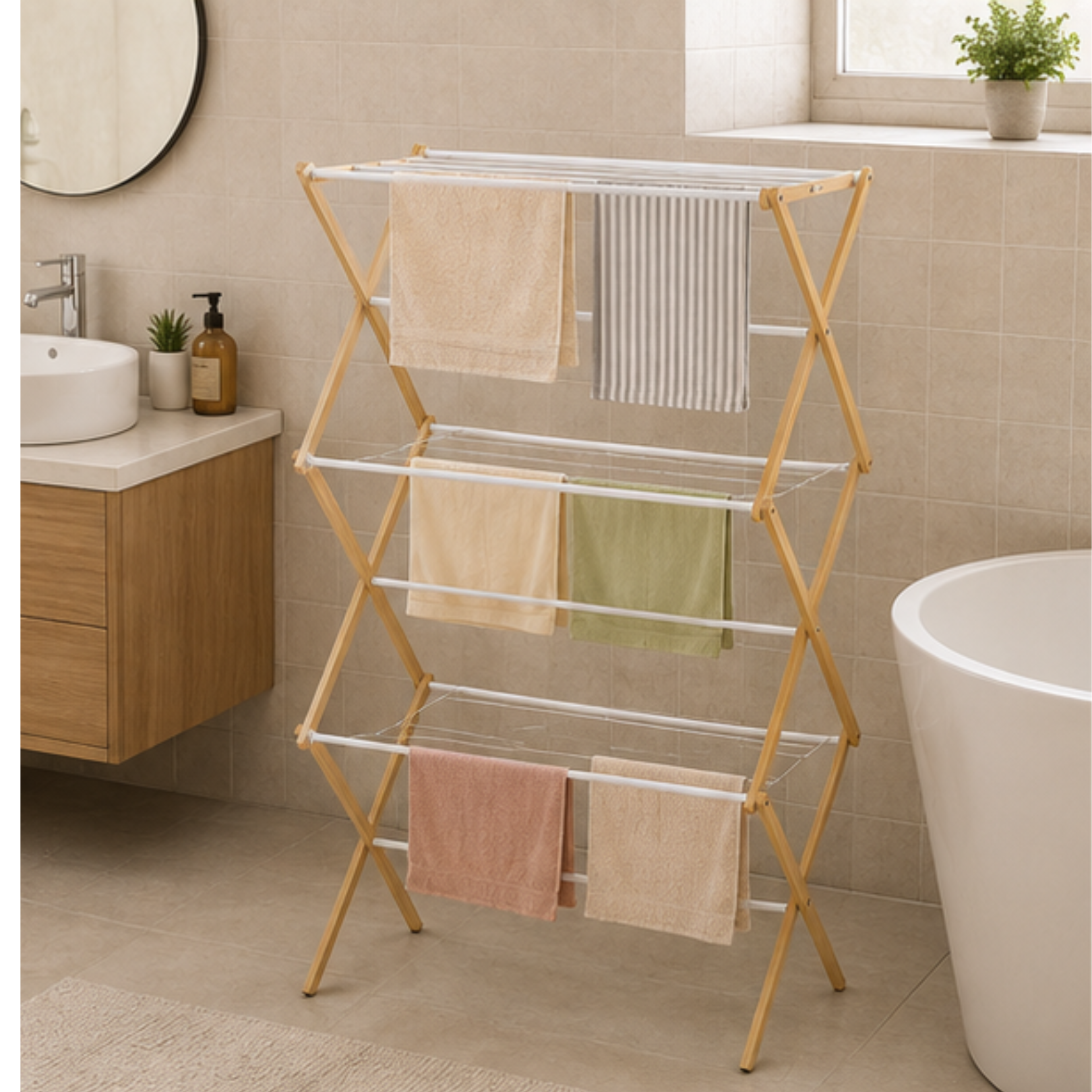 Multipurpose Floor Standing Foldable Laundry Drying Rack