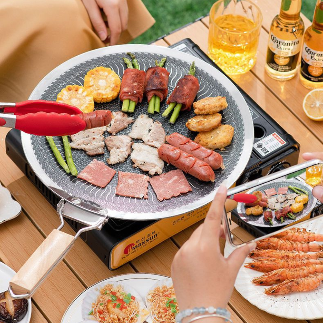 Premium Stainless Steel Honeycomb Finish Foldable Handle Tawa