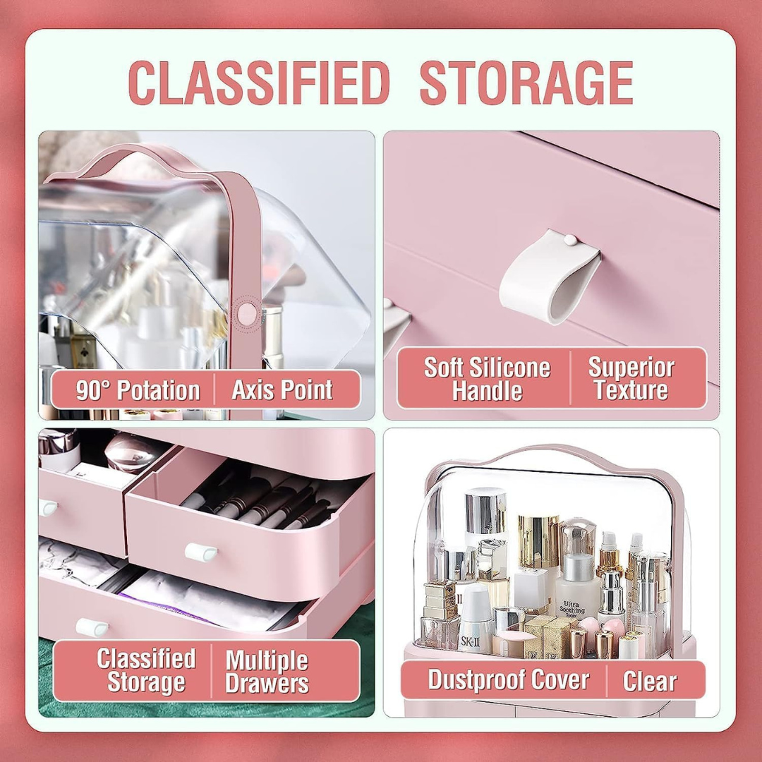 Multi Purpose Makeup & Skincare Organizer Box with Carry Handle
