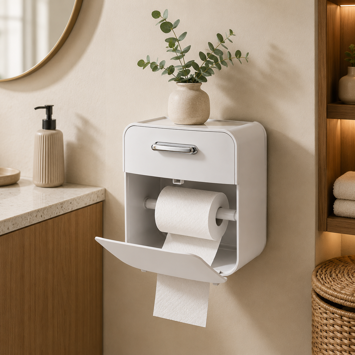 Wall Mounted Waterproof Toilet Tissue Storage Organizer Box