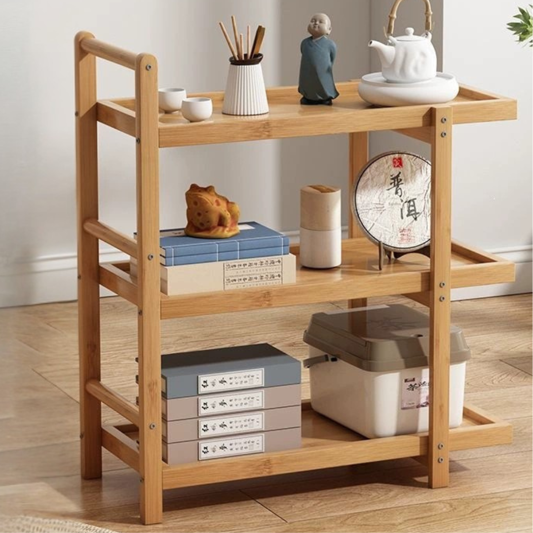 Multipurpose Bamboo Utility Cart Mobile Storage Organizer