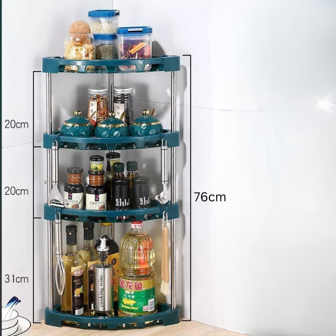 Stainless Steel Corner Kitchen Storage Rack with Smart Drainage Design