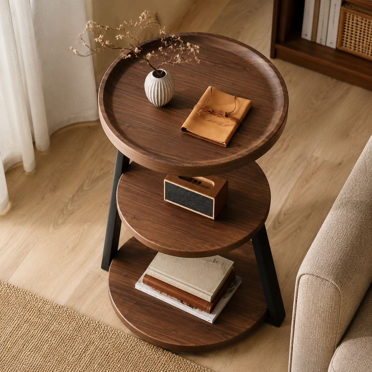 HOMERO Sepia Circular Reclaimed Classic Wood Table