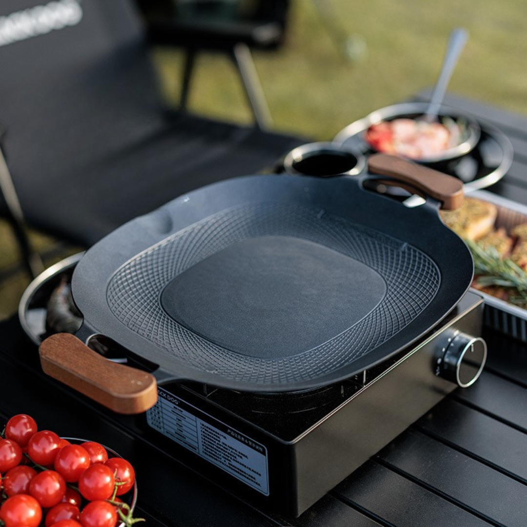 Homero Cast Iron Non-Stick Multi-Griddle Frying Pan Induction and Stove Compatible (43cm)