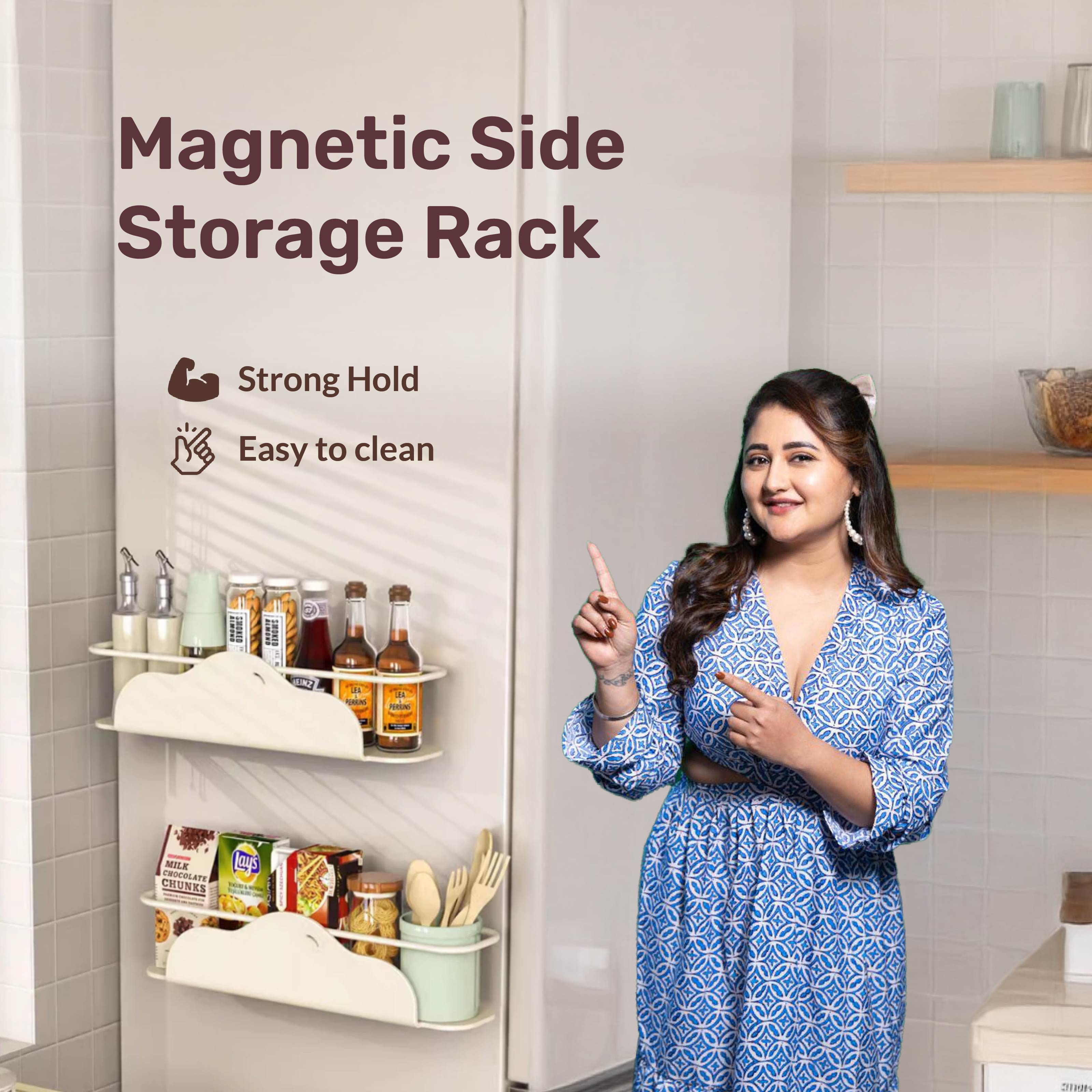 Magnetic Side Storage Rack For Refrigerator