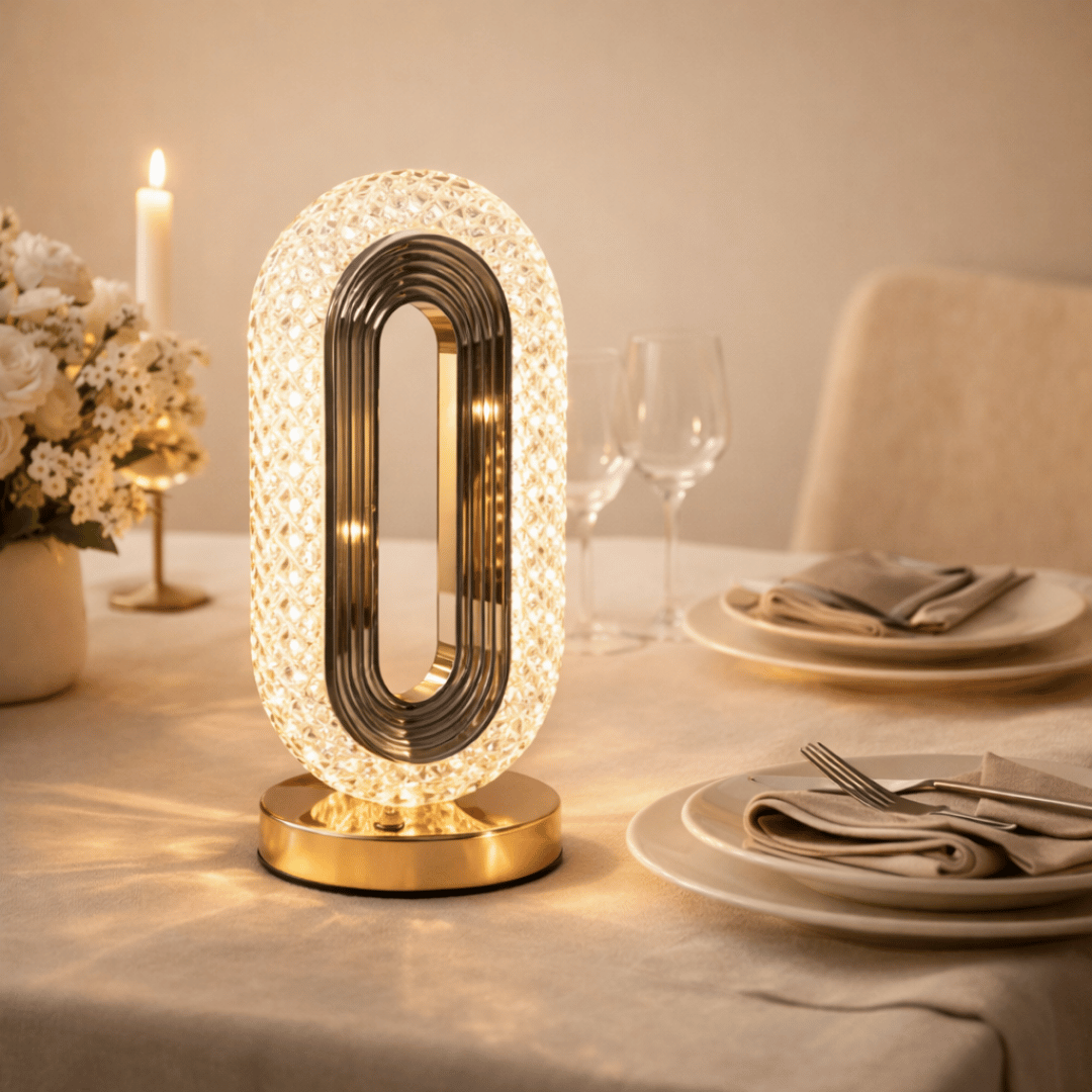 Homero Romantic Crystal Table Lamp Touch Control USB Rechargeable Gold Finish