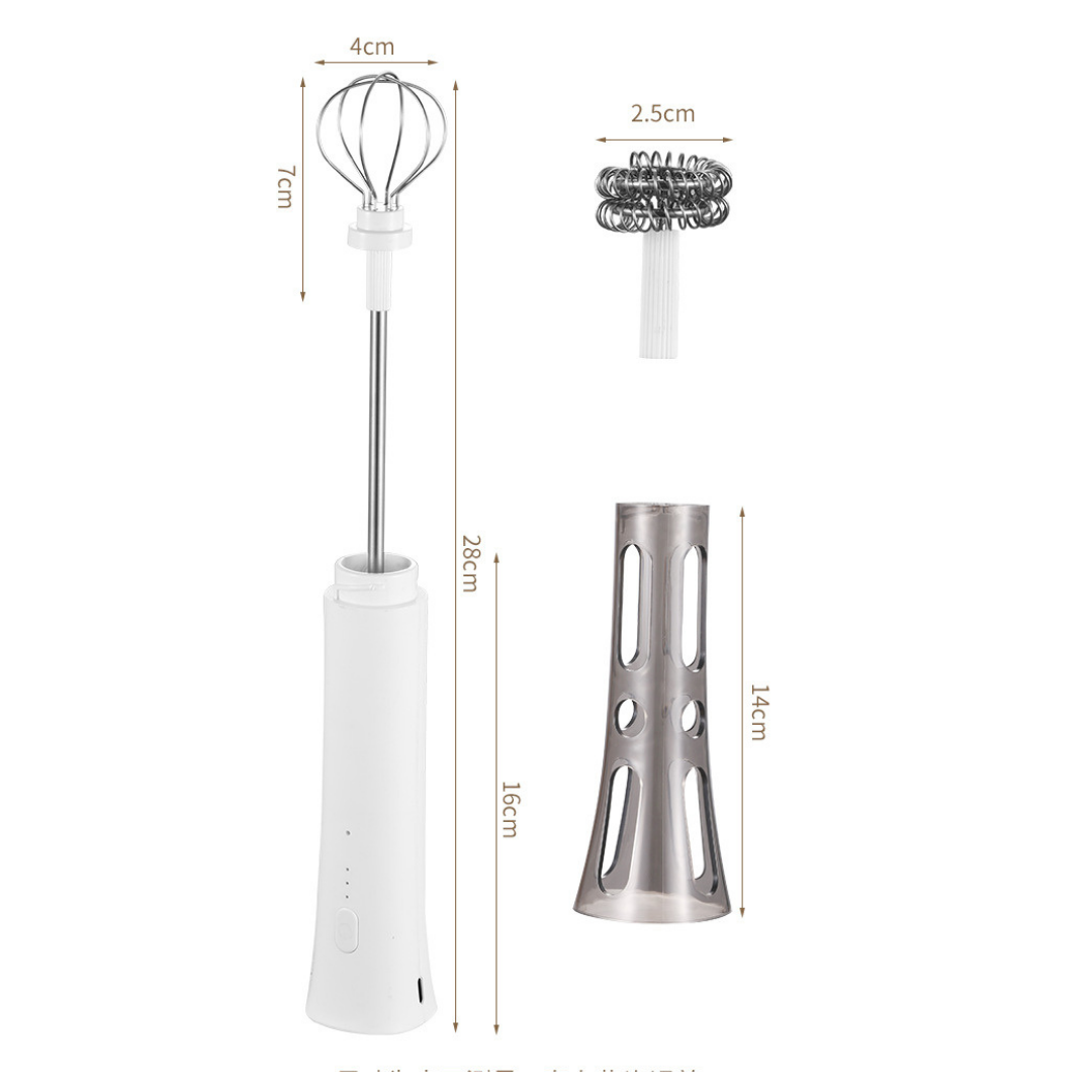HOMERO Multi-Functional Rechargeable Multi Speed Electric Milk Frother and Stainless Steel Whisk
