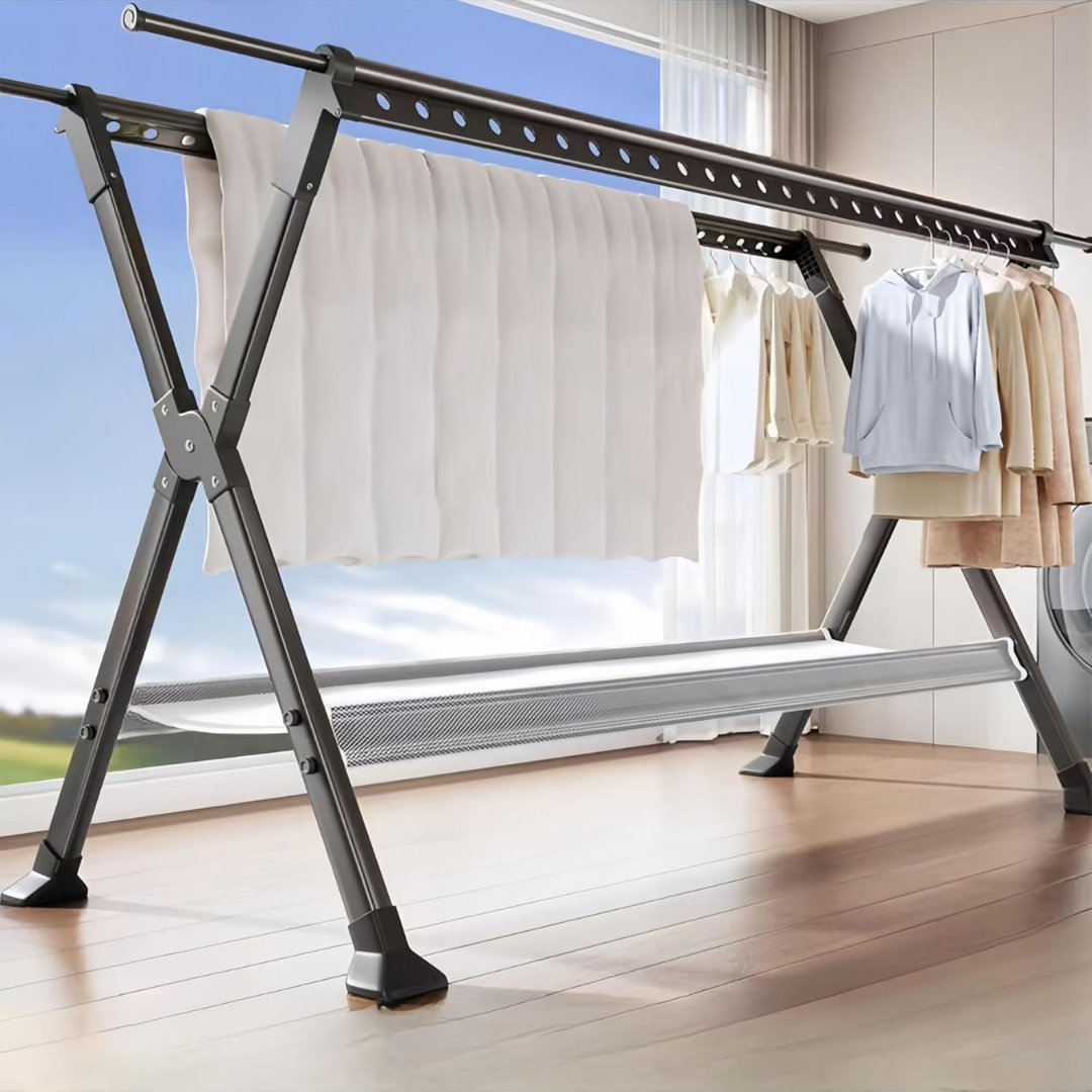 HOMERO Easy Foldable Stainless Steel Expandable Clothes Drying Rack - 2.5m