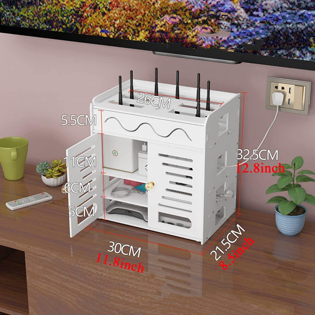 Wall Mounted Shelf Flip Lid Router Storage Organizer