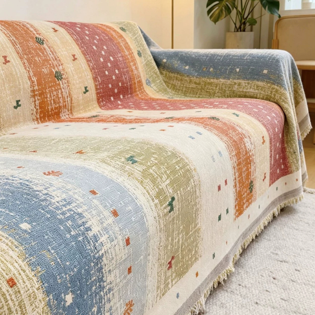 Soft Chenille Throw Sofa Cover with Elegant Floral Pattern