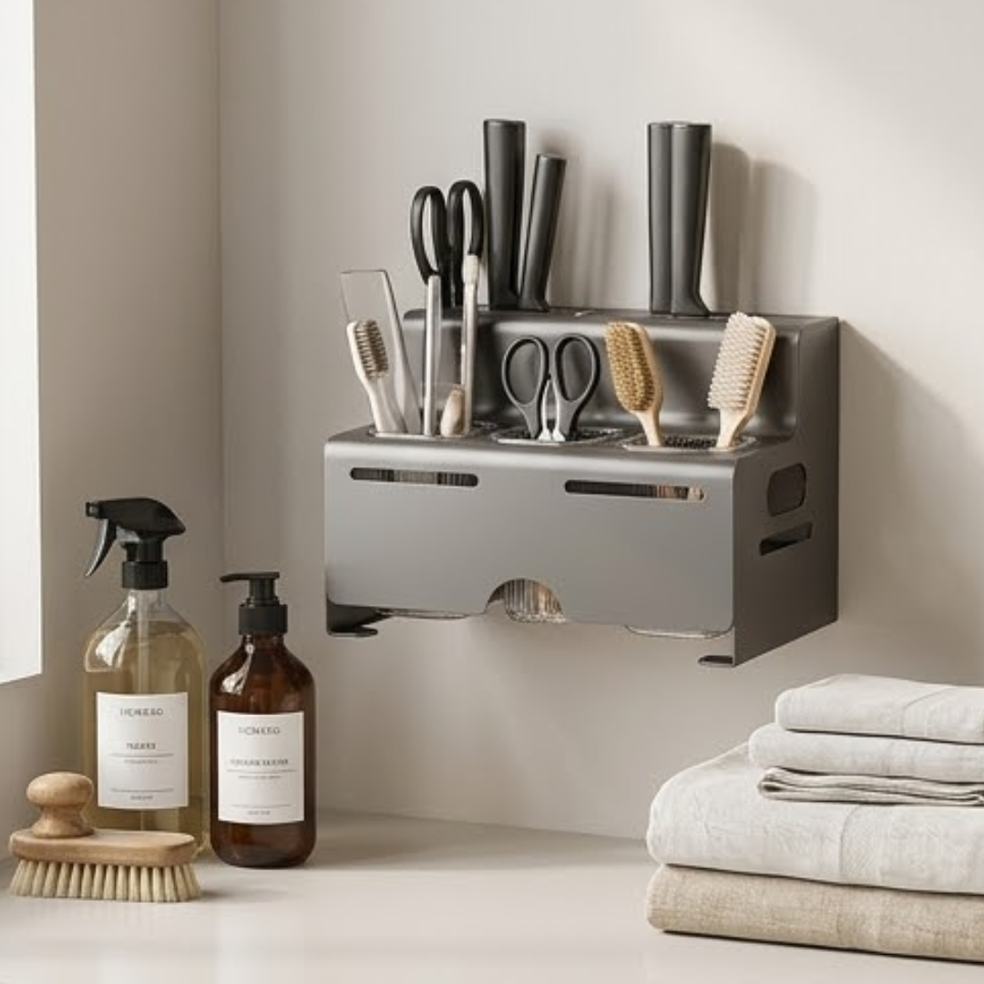 Wall Mounted Kitchen Knife Holder and Chopstick Organizer